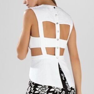White Button-Back Cutout Tank Top